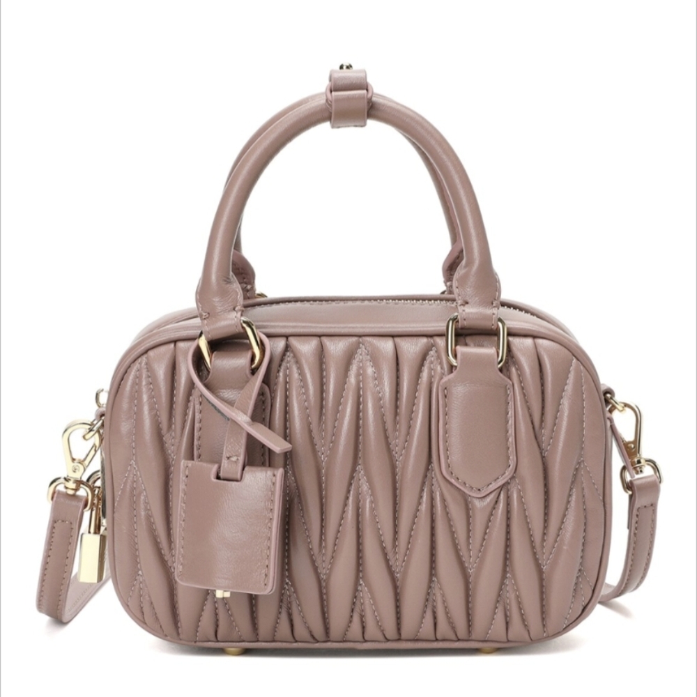 Tiffany & Fred Paris Blush Pleated Leather Purse BNWT